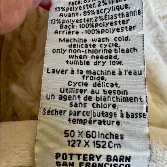 New Pottery Barn Set Ruched Faux Fur Throw & Pillow Cover in Ivory Color - Picture 8 of 16